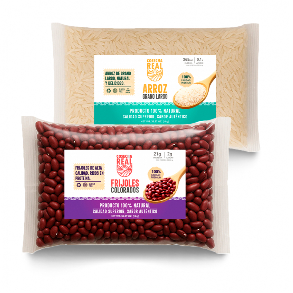 Combo de granos selectos Cosecha Real #9: Arroz de grano largo + Frijoles colorados - Imagen 1