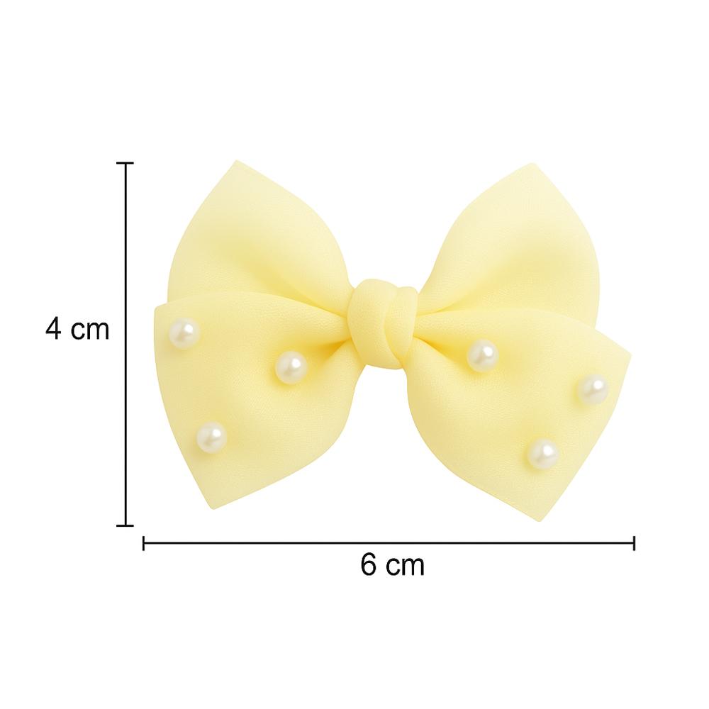 Lazos color amarillo con adorno de perlas Shein (2 U) - Miniatura 2