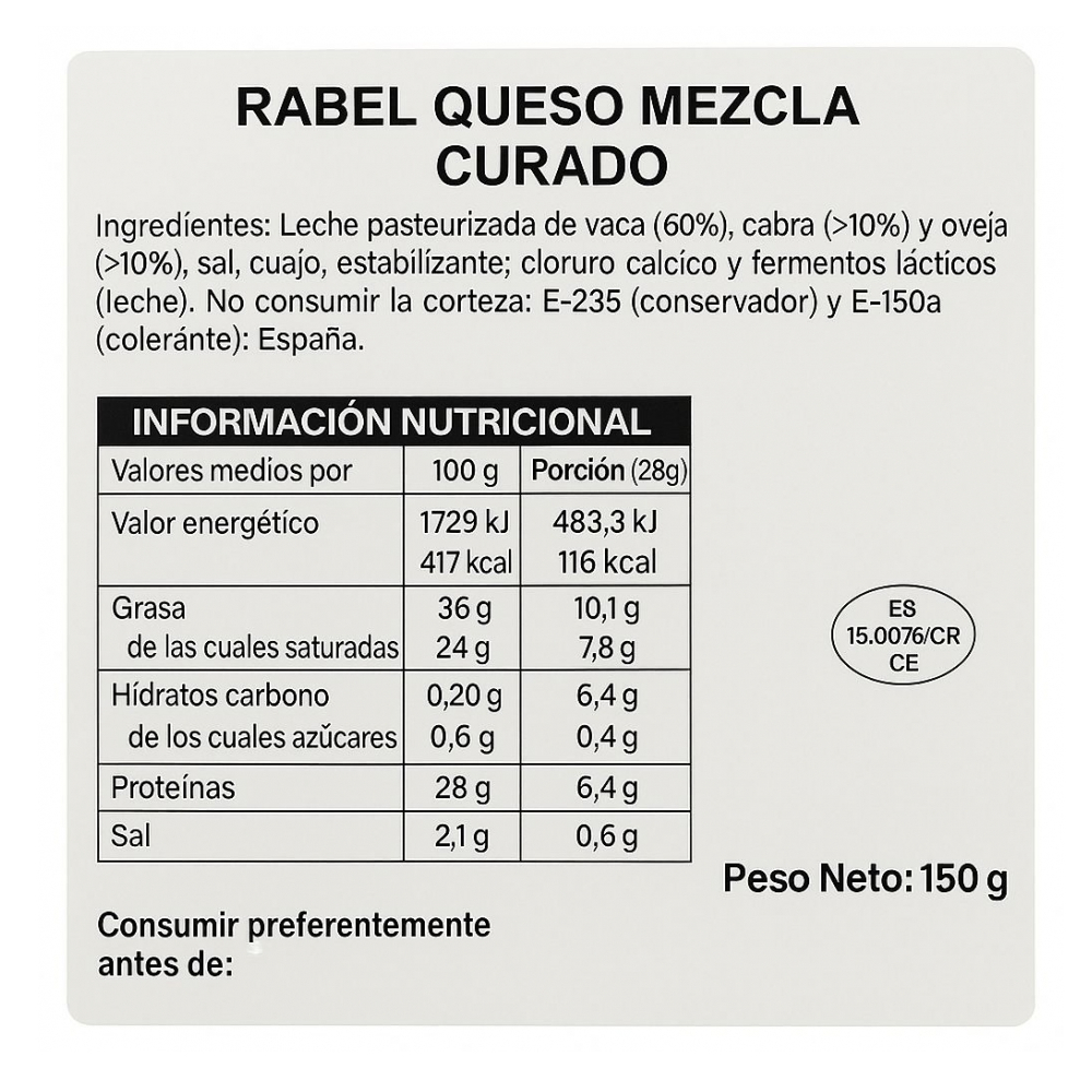 Queso mezcla curado Rabel (150 g / 5.29 oz) - Miniatura 4