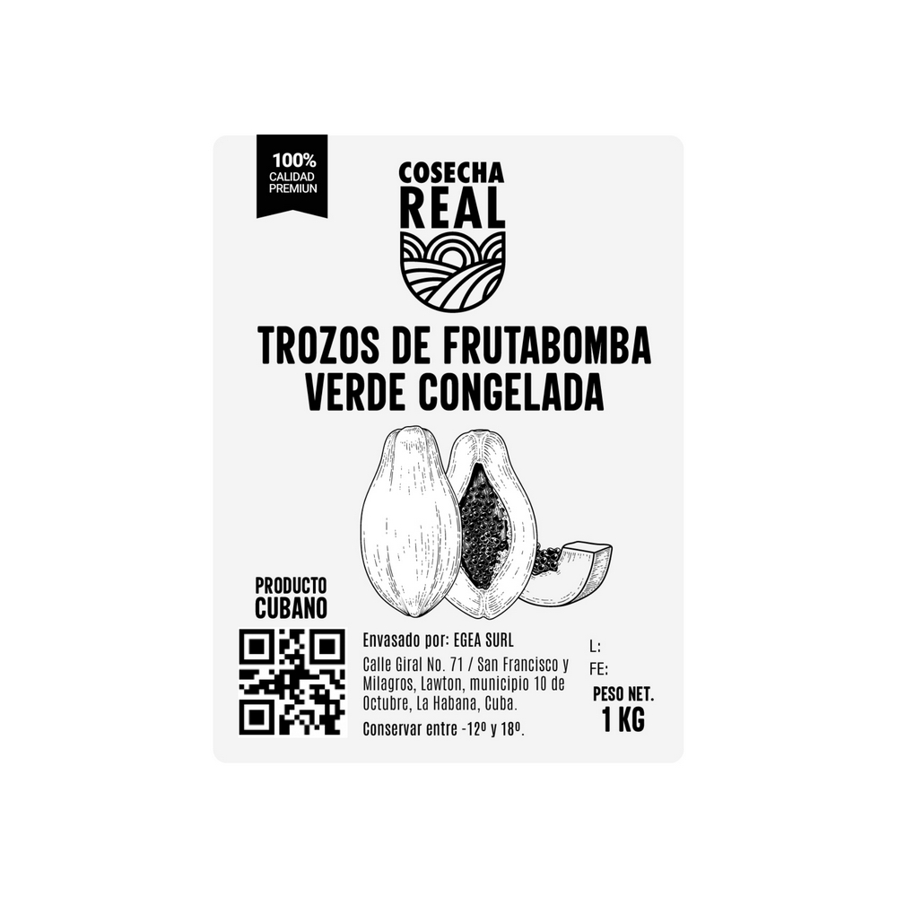 Trozos de frutabomba verde congelada Cosecha Real (1 kg / 2.2 lb) - Miniatura 3