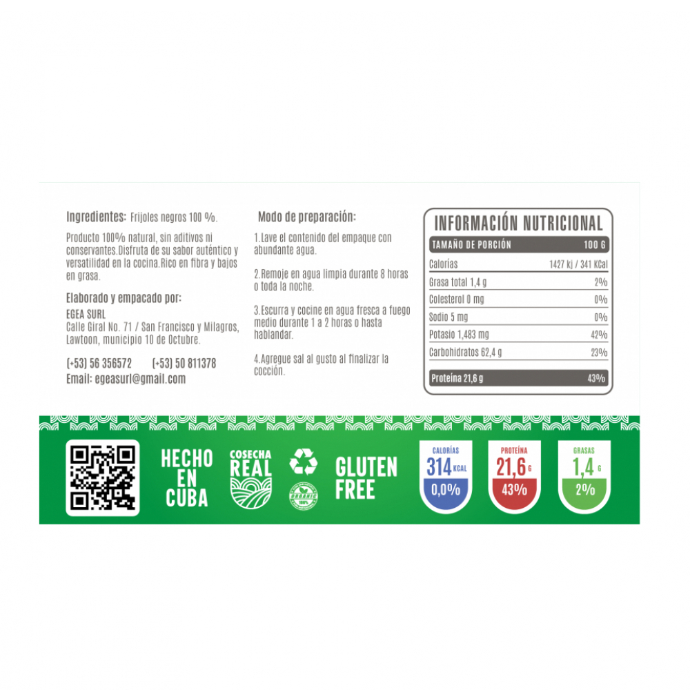 Frijoles negros Cosecha Real (5 x 1 kg / 2.2 lb) - Miniatura 3