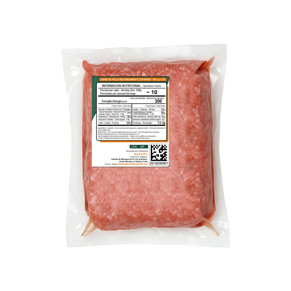Carne de pollo mecánicamente separada ALLÁ (907 g / 2 lb) - Miniatura 2