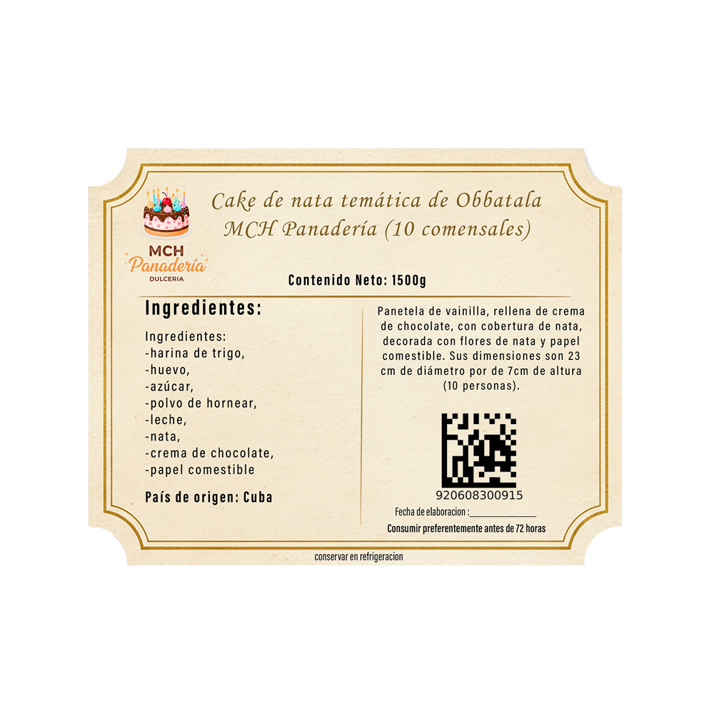 Cake de nata temática de Obbatala MCH Panadería (10 comensales) - Miniatura 3