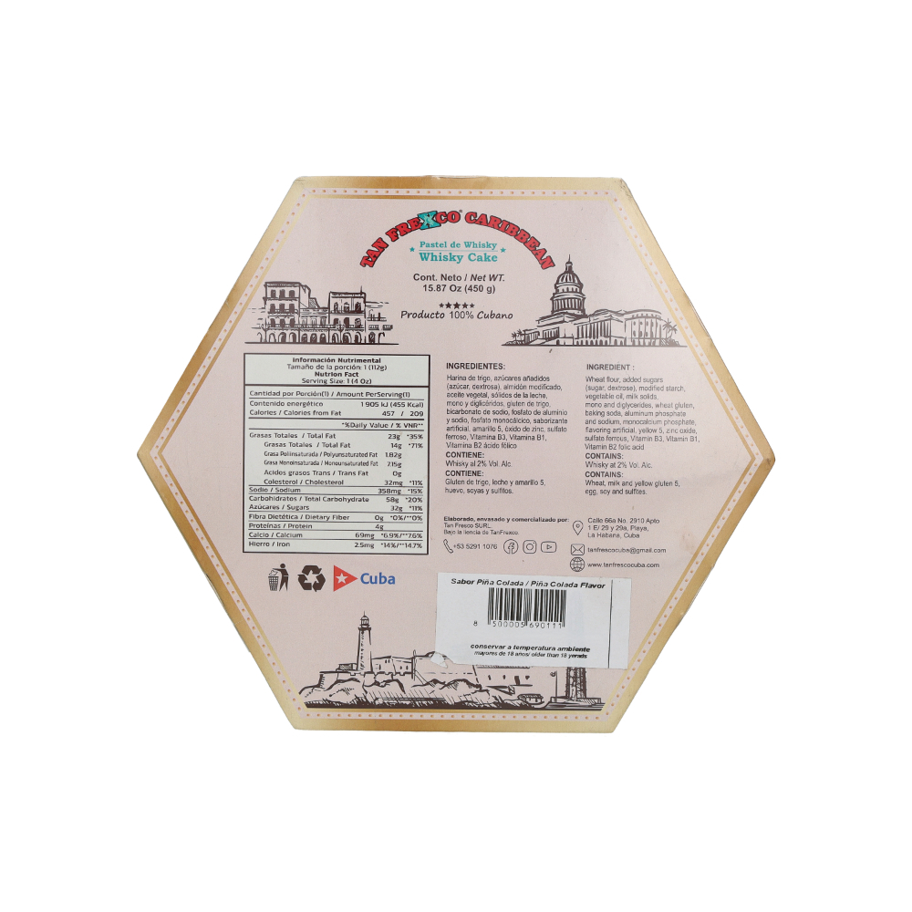 Pastel de whisky sabor piña colada Tan Frexco Caribbean (450 g / 15.87 oz) - Miniatura 2