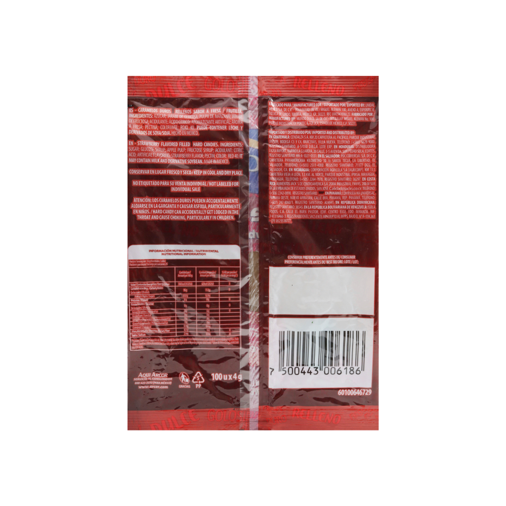 Caramelos duros rellenos sabor a fresa Arcor (400 g / 14.11 oz) - Miniatura 3