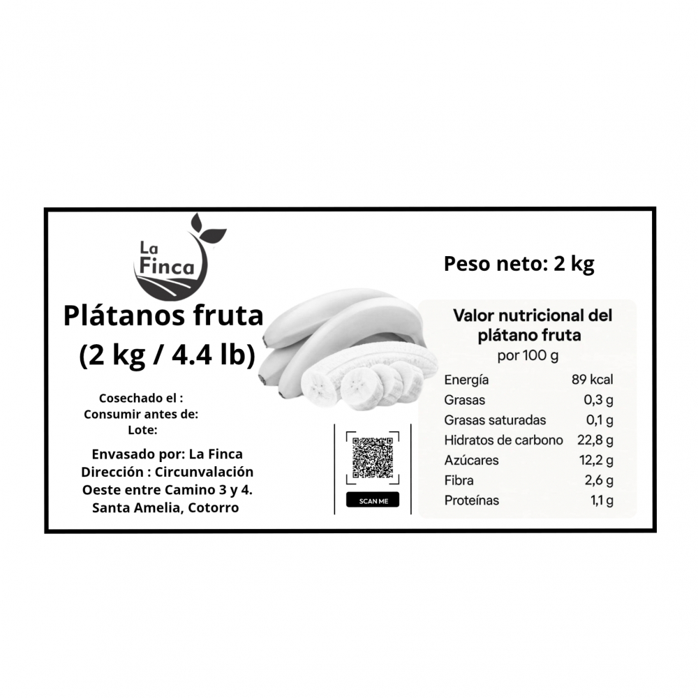 Plátanos fruta (2 kg / 4.411 lb) - Miniatura 3