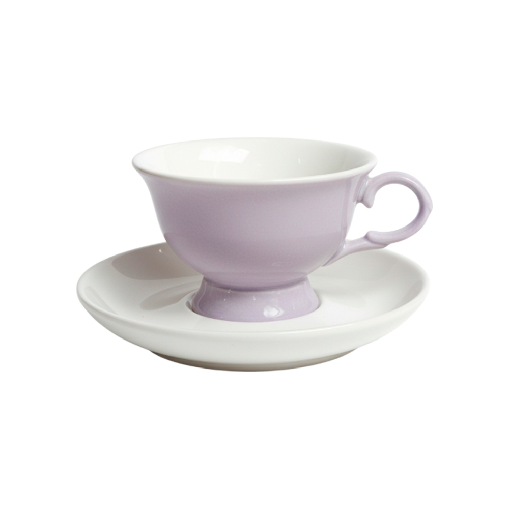 Juego de tazas de café con platillos de porcelana color lavanda PDL LMC (6 U) - Miniatura 3