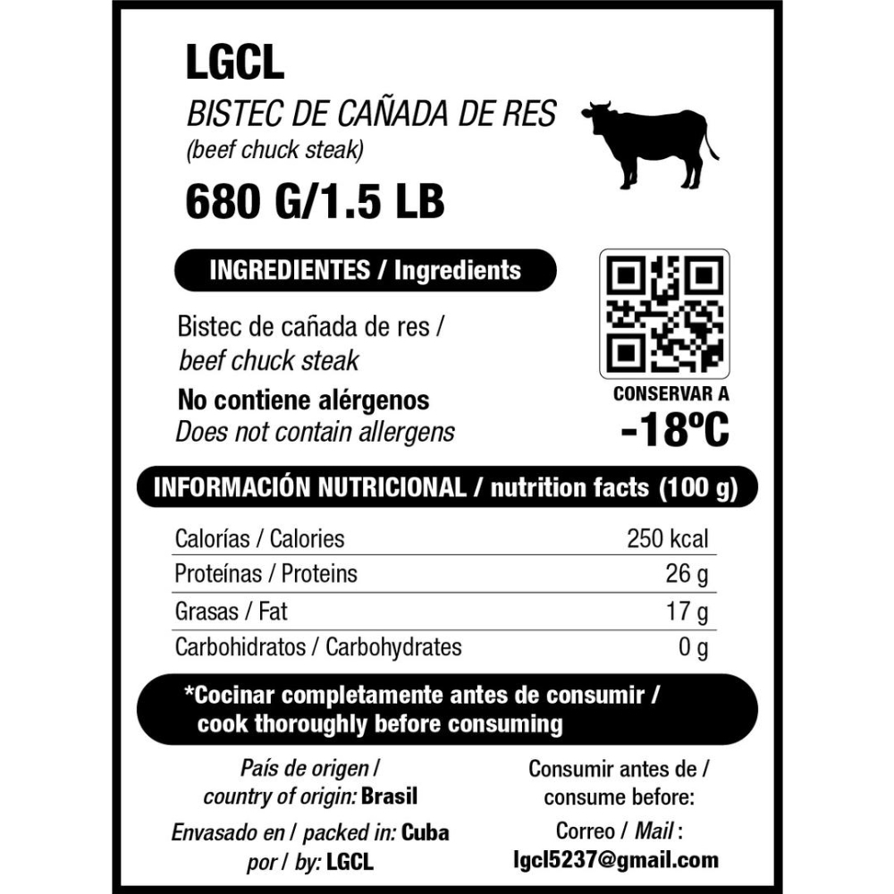 Bistec de cañada de res LGCL (680 g / 1.5 lb) - Miniatura 4