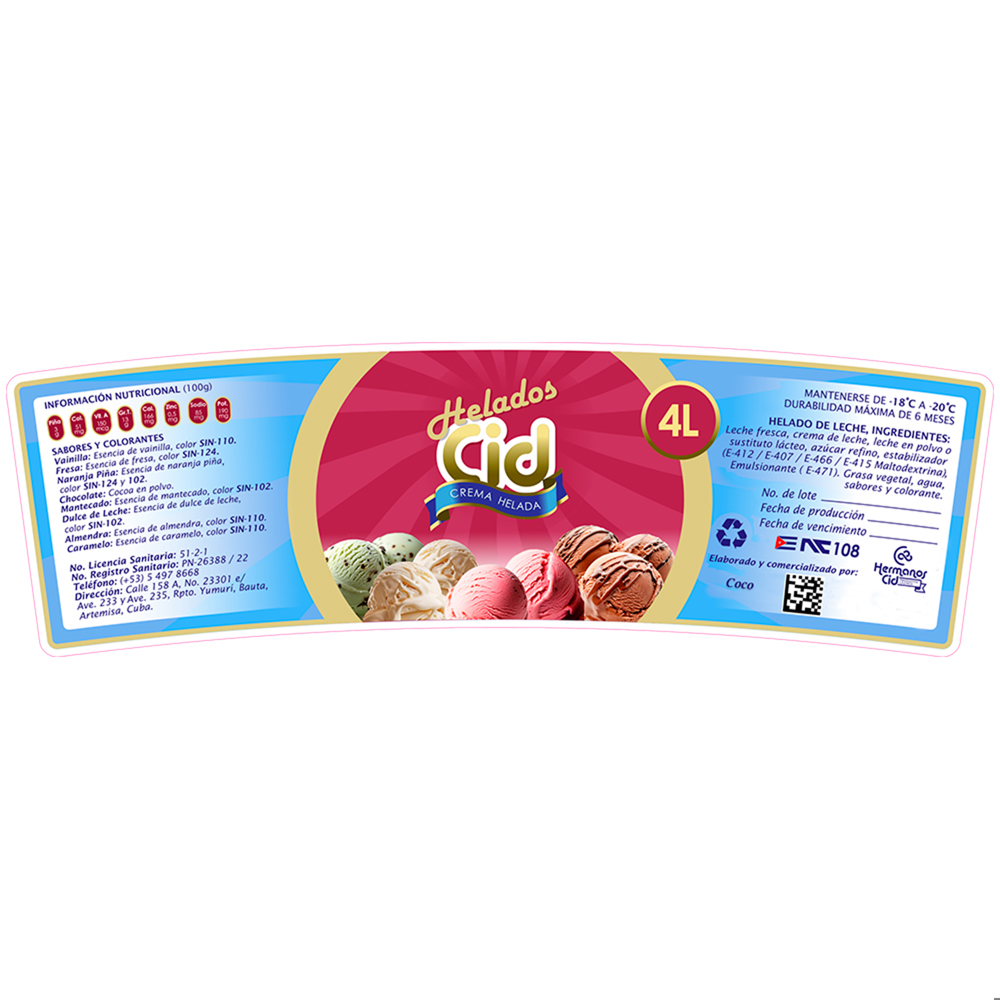 Helado sabor coco CID (4 L) - Miniatura 4