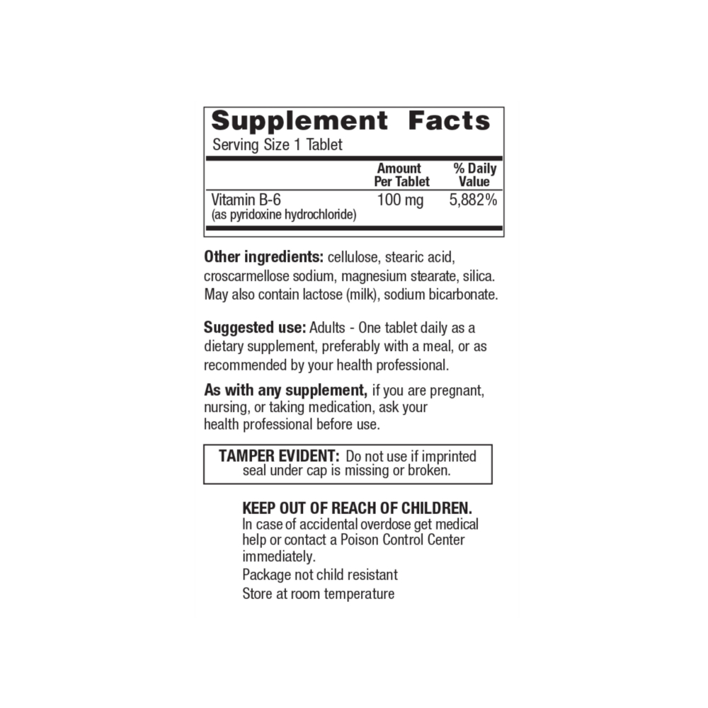 Vitamina B-6 100 mg Gericare (100 tabletas) - Miniatura 2