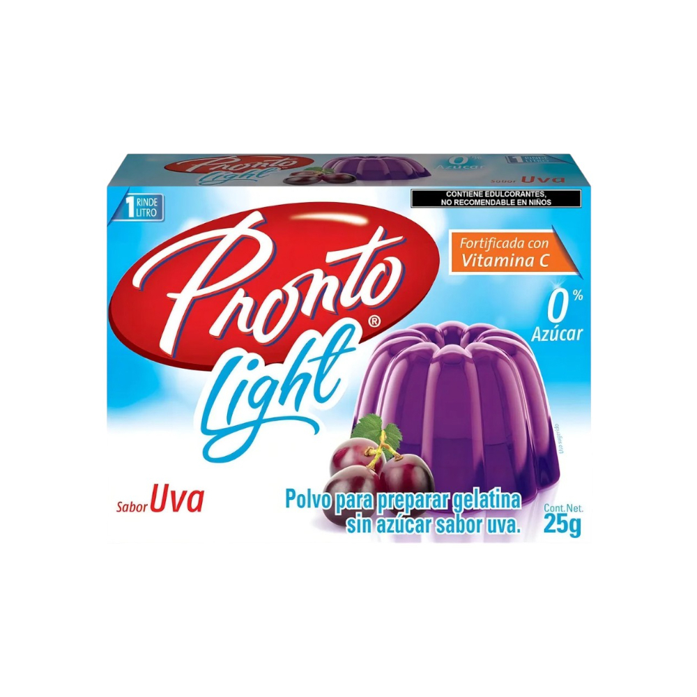 Polvo para preparar gelatina sin azúcar sabor uva Pronto (25 g) - Miniatura 3