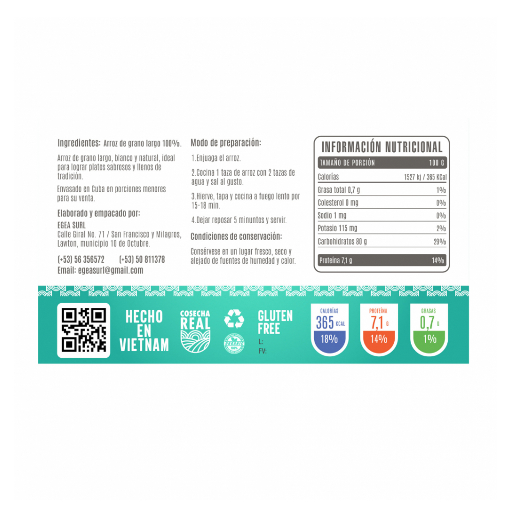 Arroz de grano largo Cosecha Real (10 x 500 g / 1.1 lb) - Miniatura 2