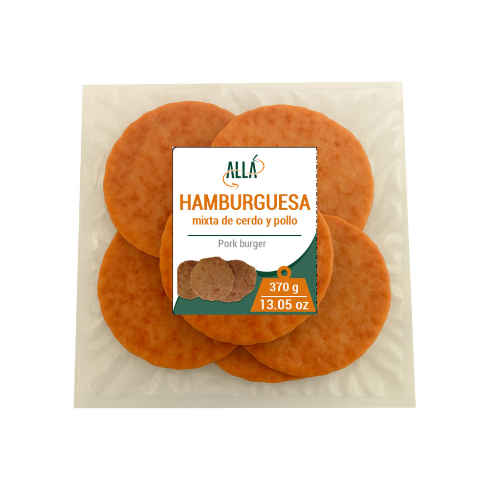 Hamburguesa mixta de cerdo y pollo ALLÁ (370 g / 13.05 oz) - Miniatura 2