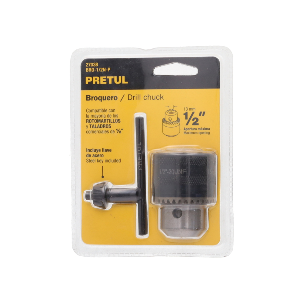 Mazorca de taladro con llave de acero apertura máxima 1/2 Pretul BRO-1/2N-P - Miniatura 3