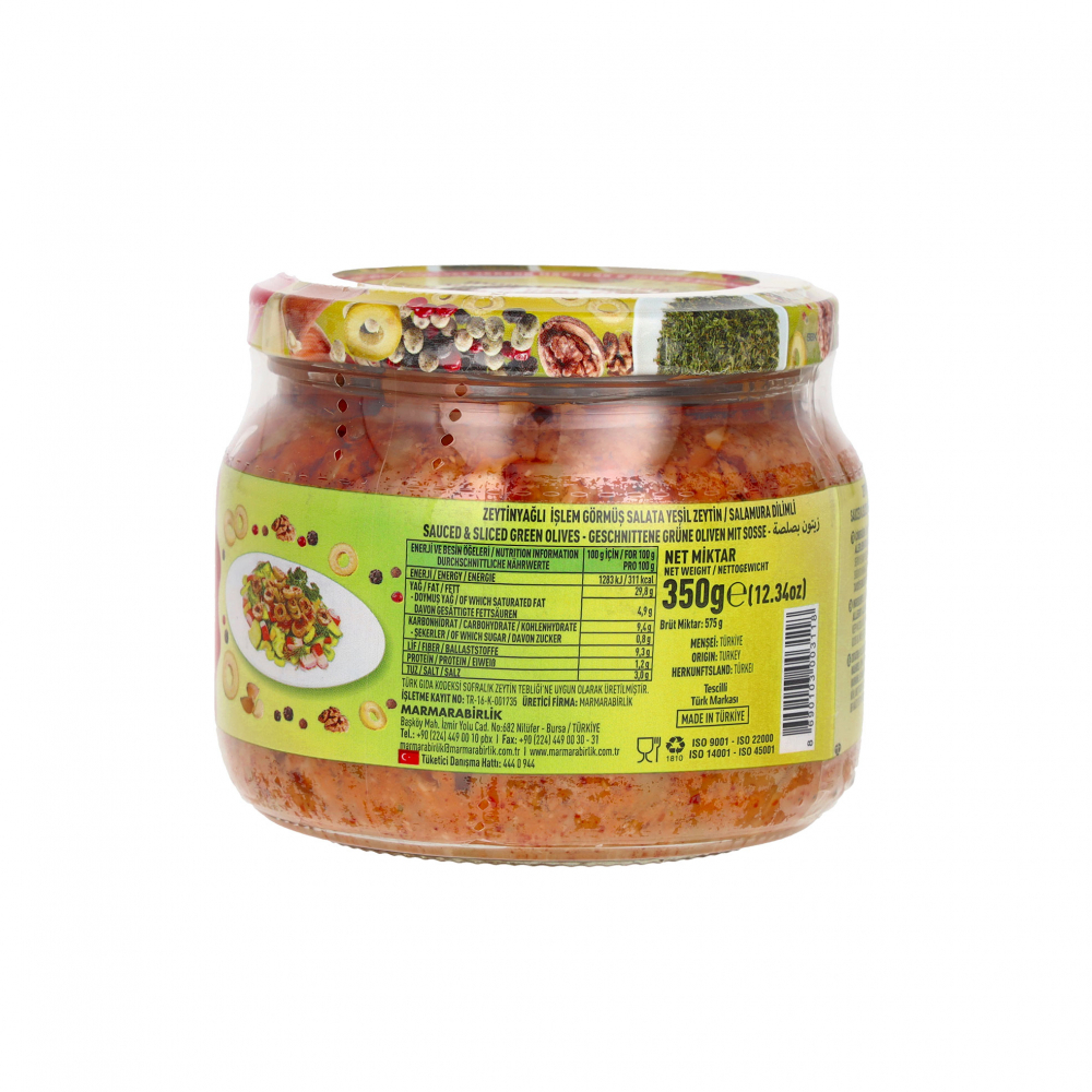 Aceitunas verdes en rodajas con salsa Marmarabirlik (350 g / 12.34 oz) - Miniatura 3