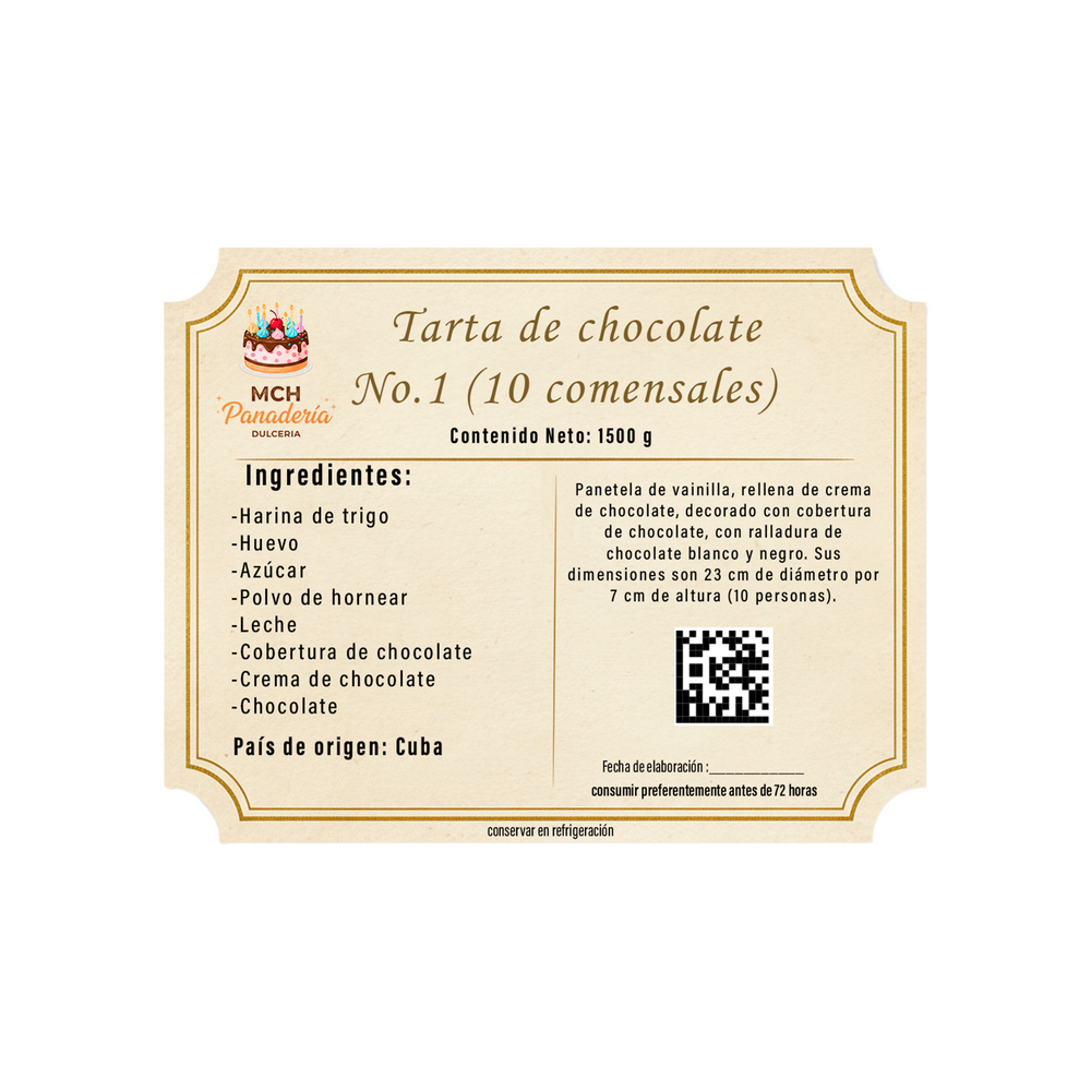 Tarta de chocolate No.1 MCH Panadería (10 comensales) - Miniatura 2