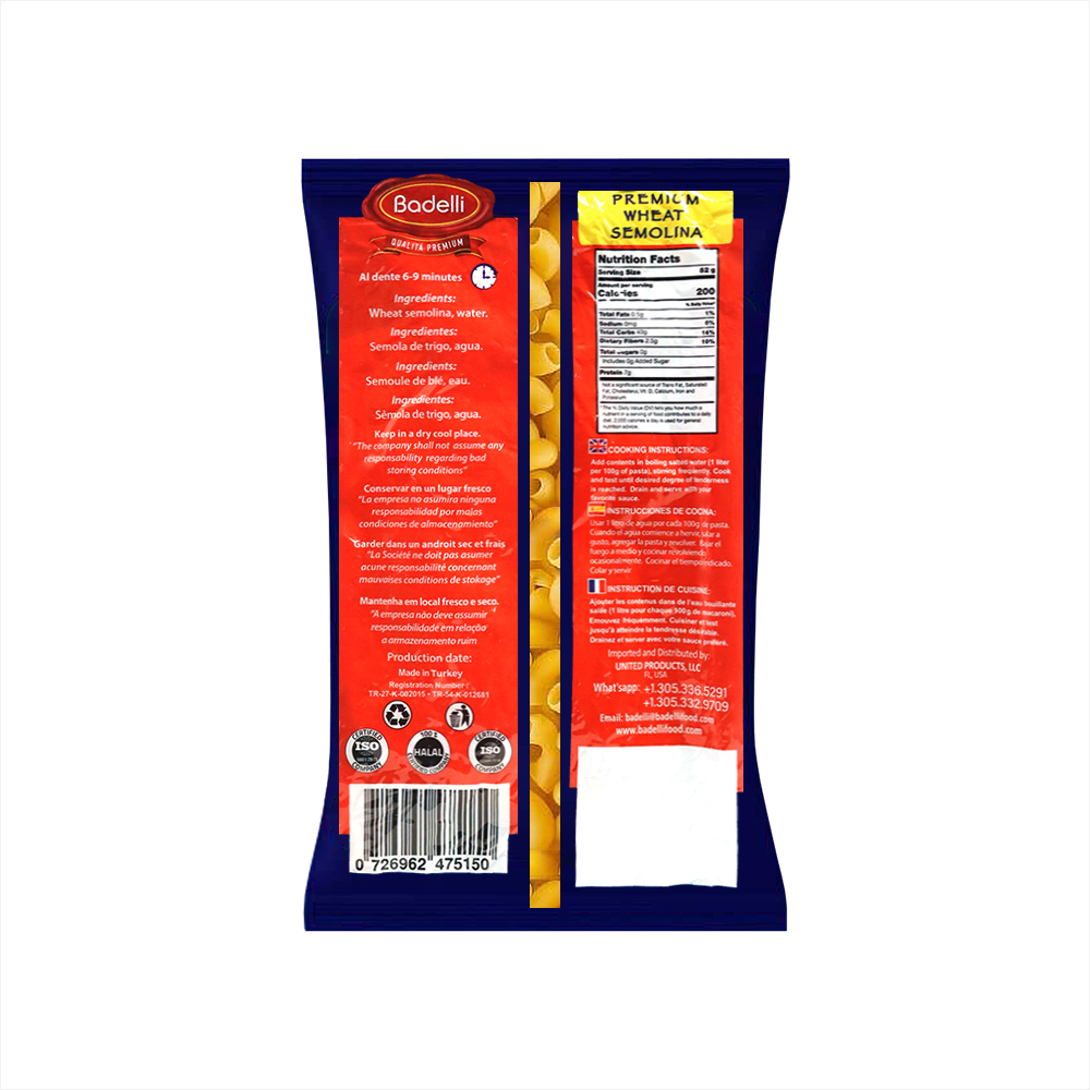 Pastas cortas coditos Badelli (400 g / 14.1 oz) - Miniatura 2