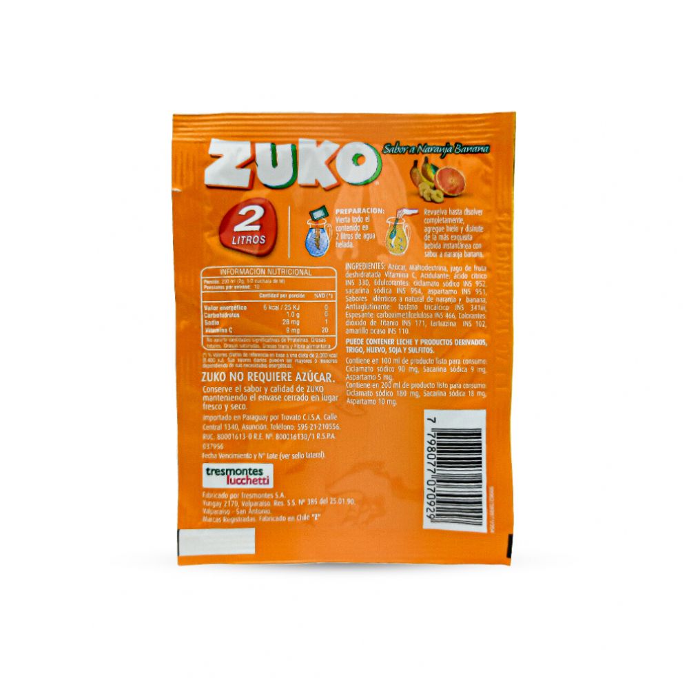 Refresco instantáneo sabor naranja banana Zuko (20 g) - Miniatura 3