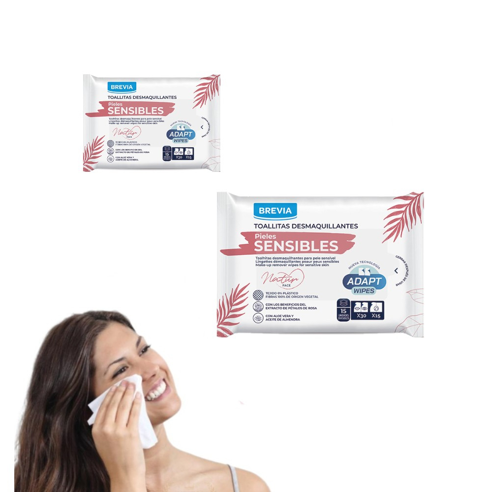Toallitas desmaquillantes para pieles sensibles Brevia (15 U) - Miniatura 3