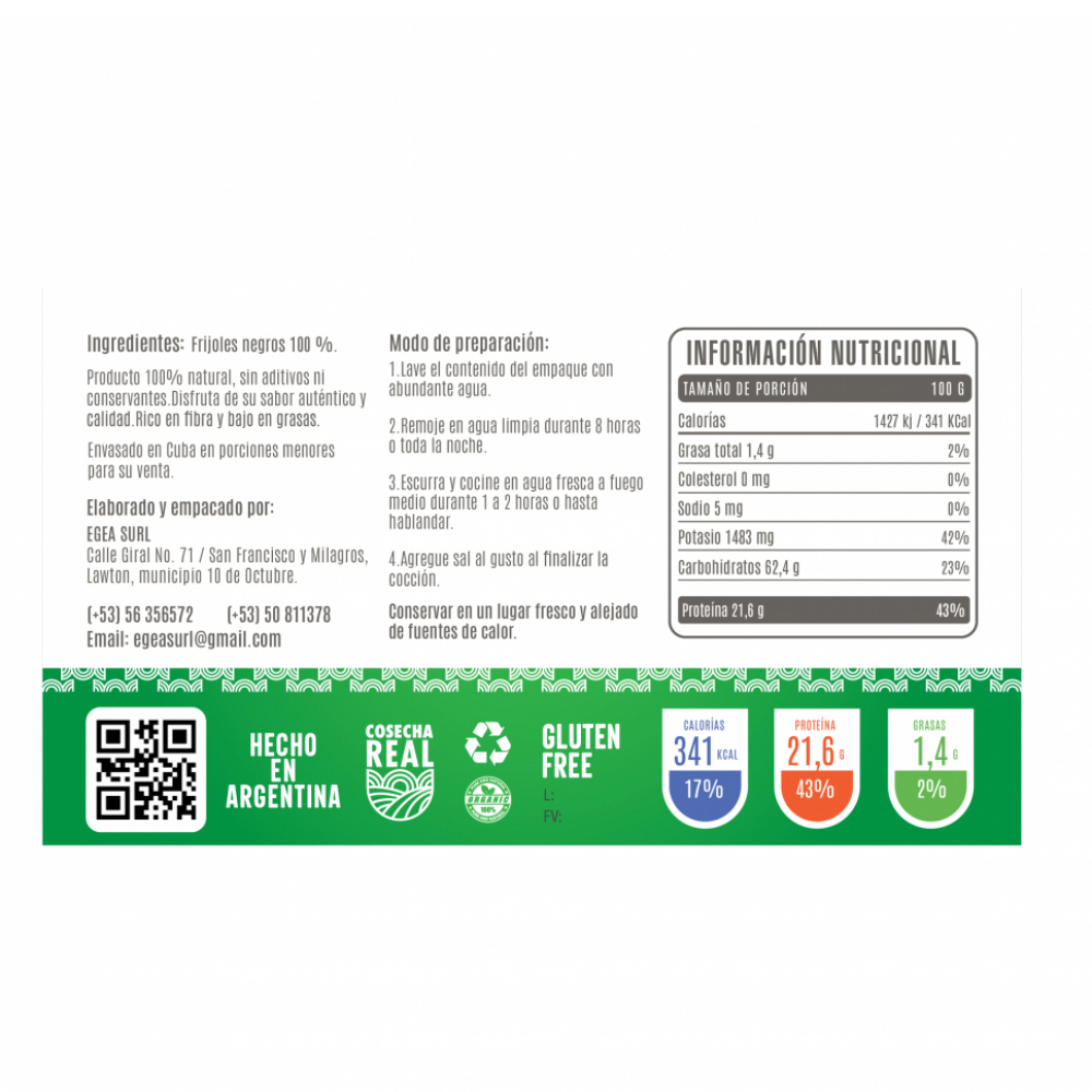 Frijoles negros Cosecha Real (10 x 500 g / 1.1 lb) - Miniatura 3