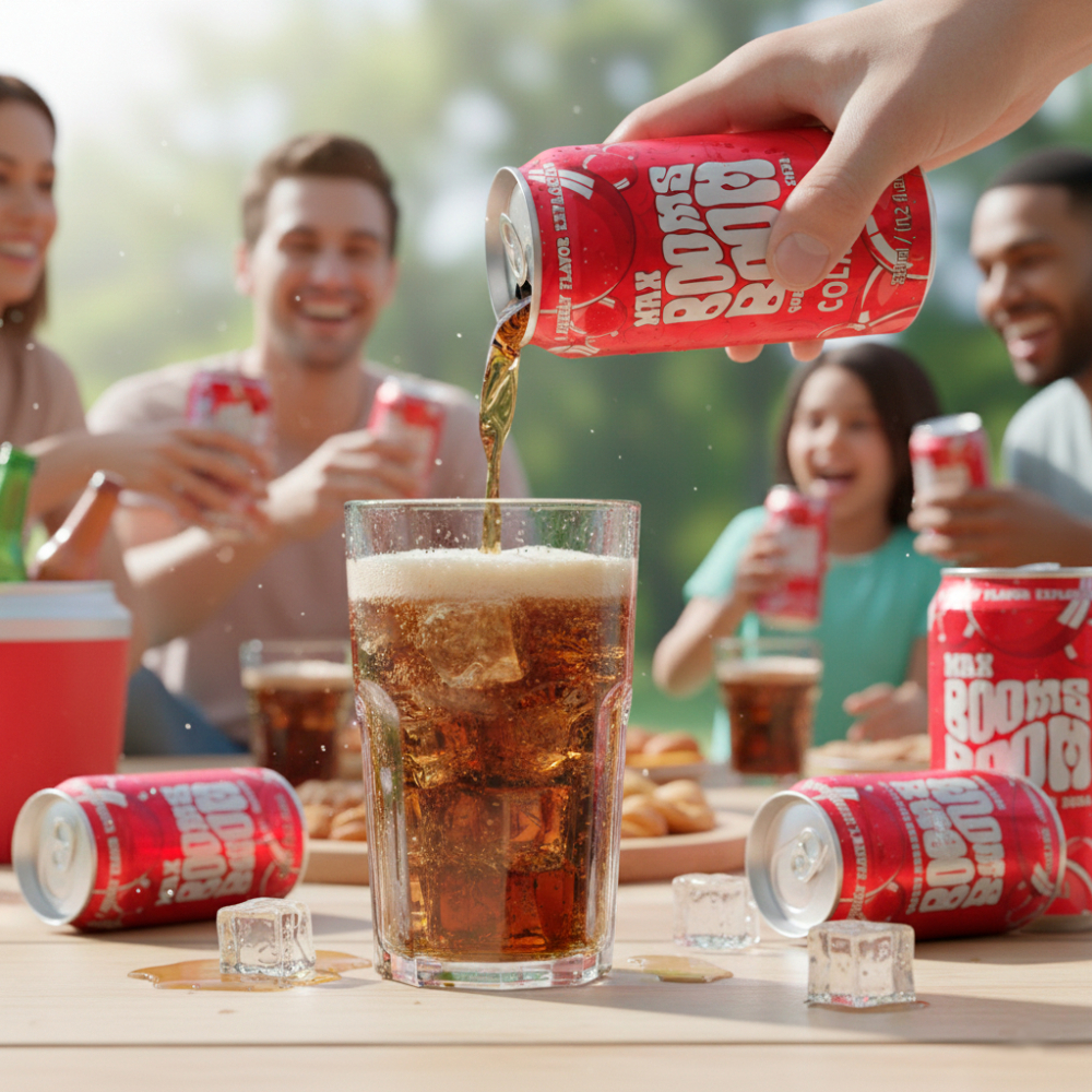 Bebida refrescante gaseada sabor cola Max Booms Boom (24 X 330 ml) - Miniatura 4
