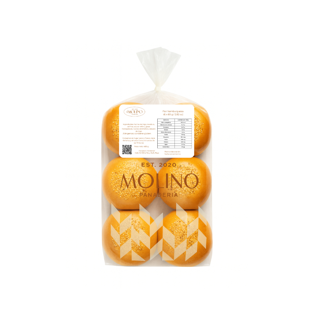 Pan para hamburguesa El Molino (6 x 80 g / 2.82 oz) - Miniatura 3