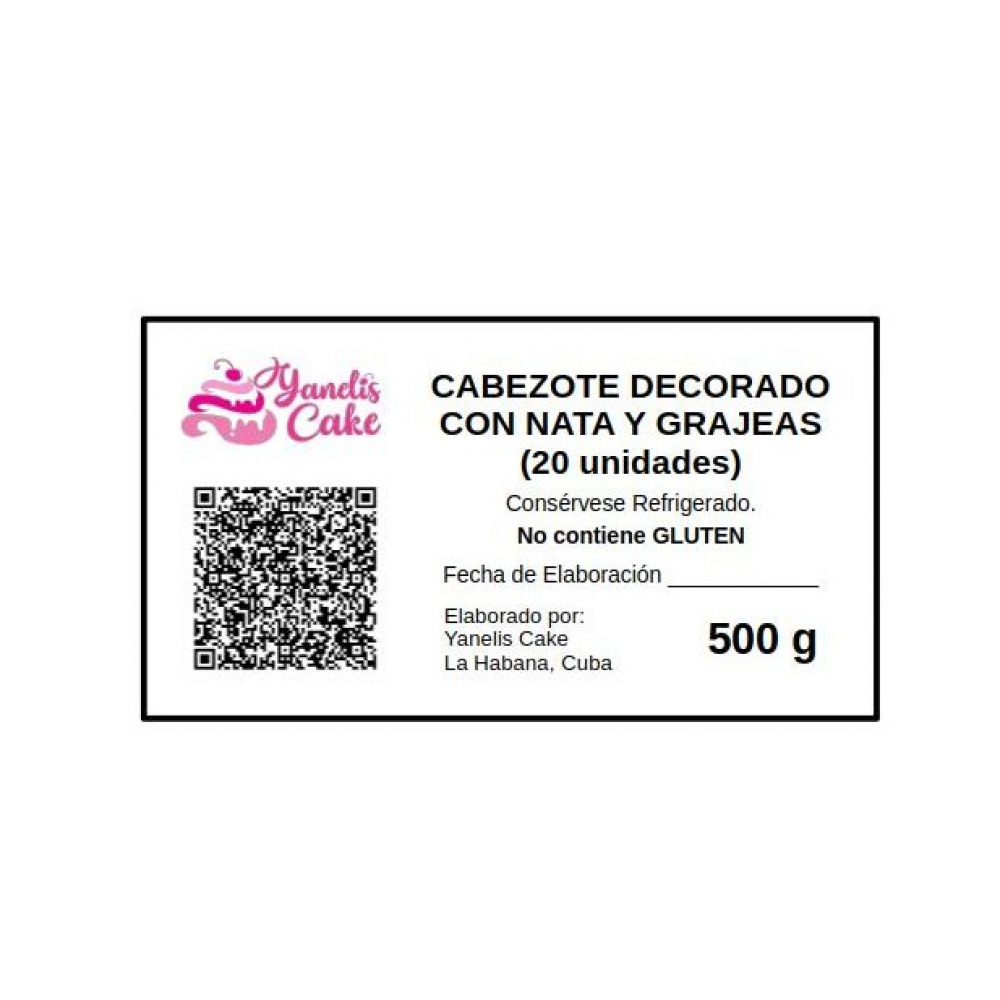 Dulce cabezote con nata y grajeas Yanelis Cake (20 U) - Miniatura 3
