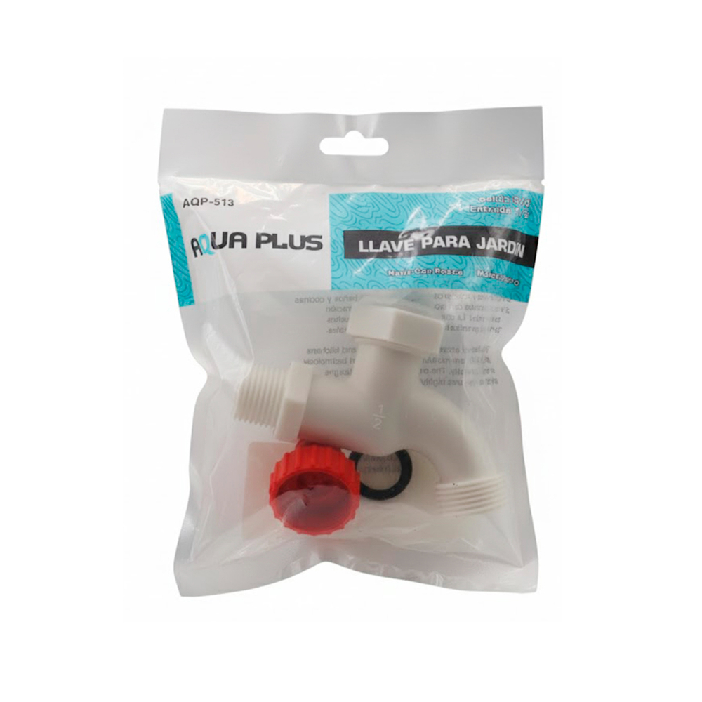 Llave de agua PVC blanca Y roja Aqua Plus - Miniatura 3