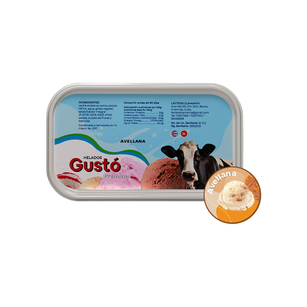Helado Premium de avellana Gustó (2 L) - Miniatura 2