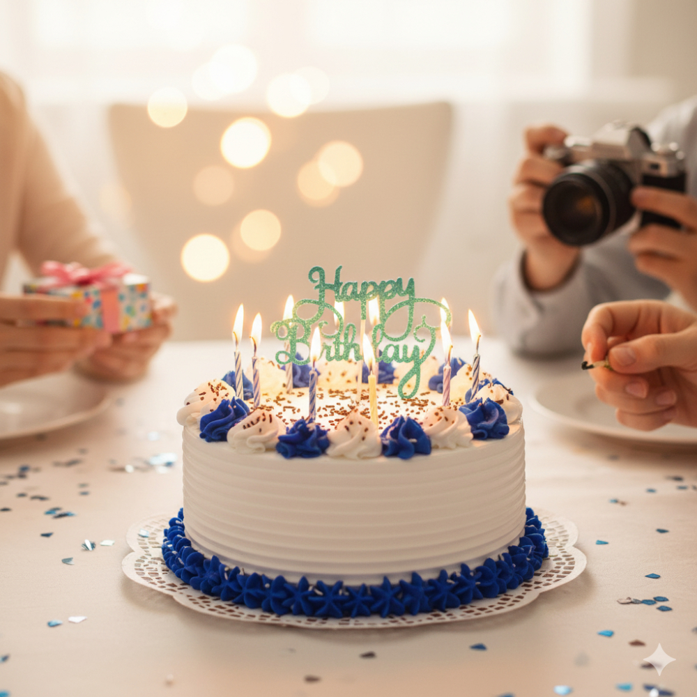 Cake de nata con puchas blancas y azul MCH Panadería (10 comensales) - Miniatura 4