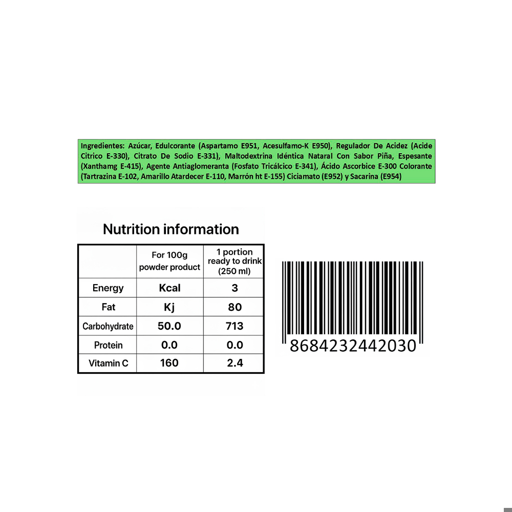 Refresco instantáneo sabor piña Vivi Fresh Erdem (10 g) - Miniatura 3