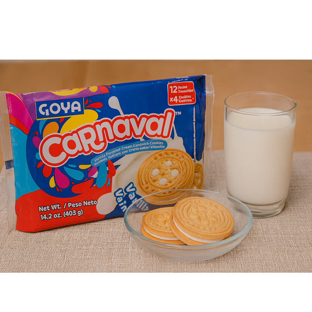 Galletas de vainilla rellenas con crema sabor a vainilla Carnaval Goya (403 g / 14.2 oz) - Miniatura 2