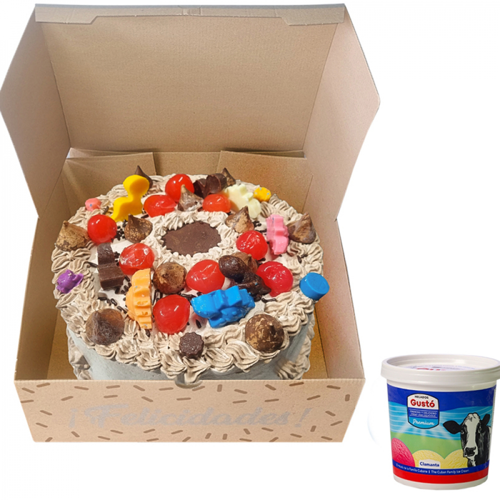 Cake chocolate jurásico de nata y helado de crema - Miniatura 3