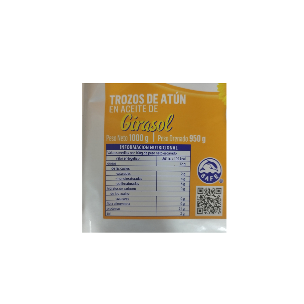 Trozos de atún en aceite de girasol Yeli (1 kg / 2.2 lb) - Miniatura 4
