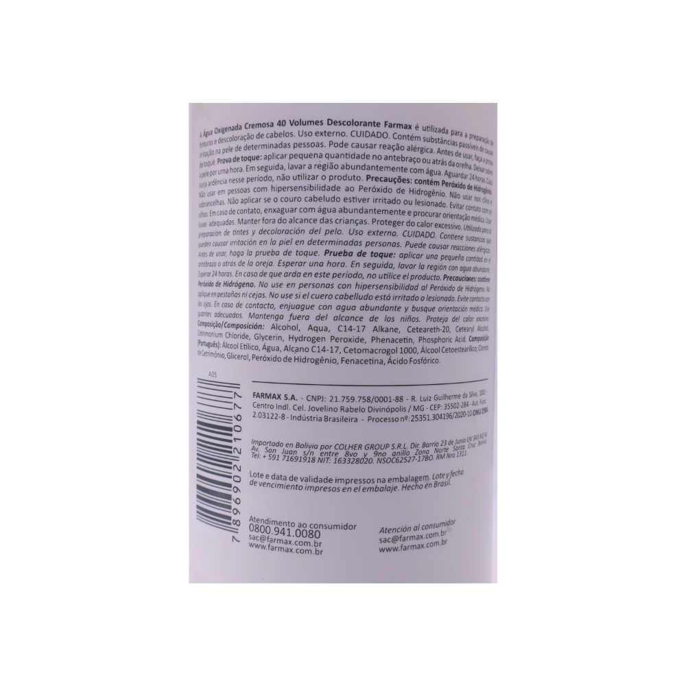 Decoloración cremosa con peróxido de hidrógeno Vol.40 Farmax (900 ml) - Miniatura 4