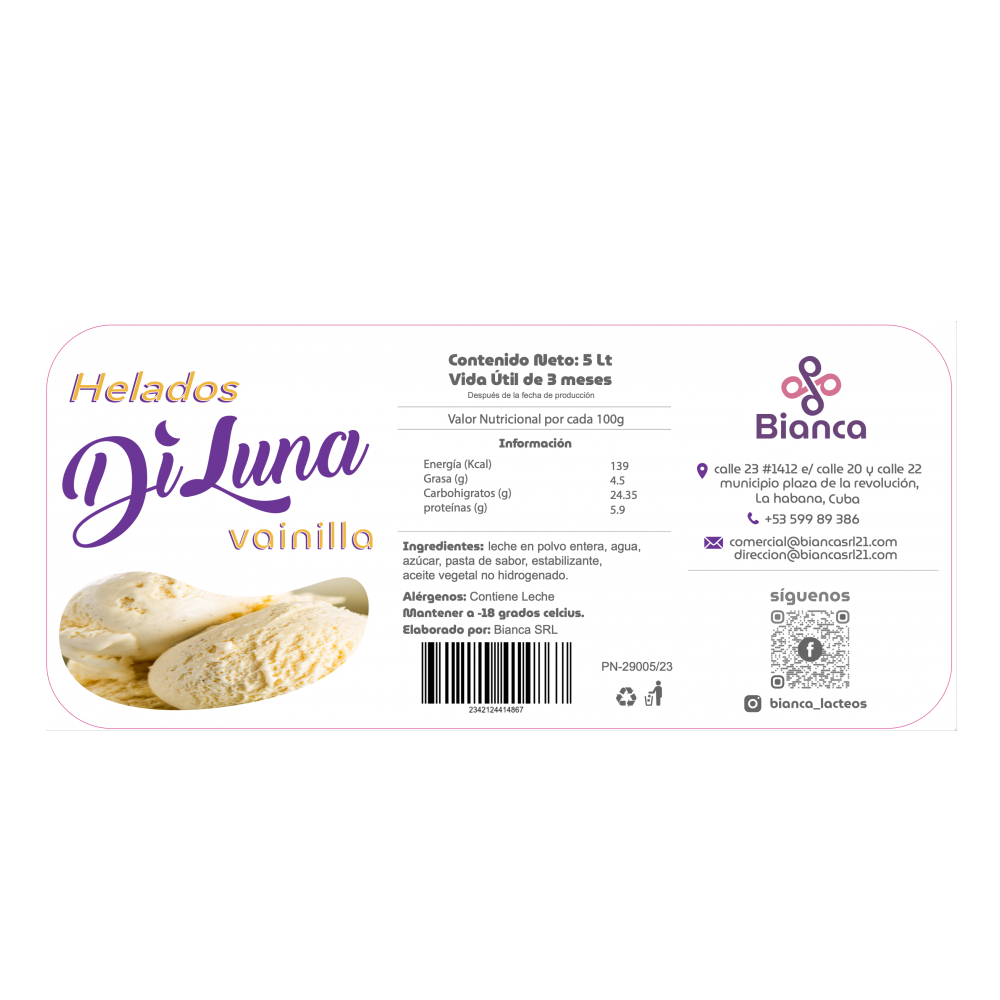 Helado sabor vainilla DiLuna (5 L) - Miniatura 2