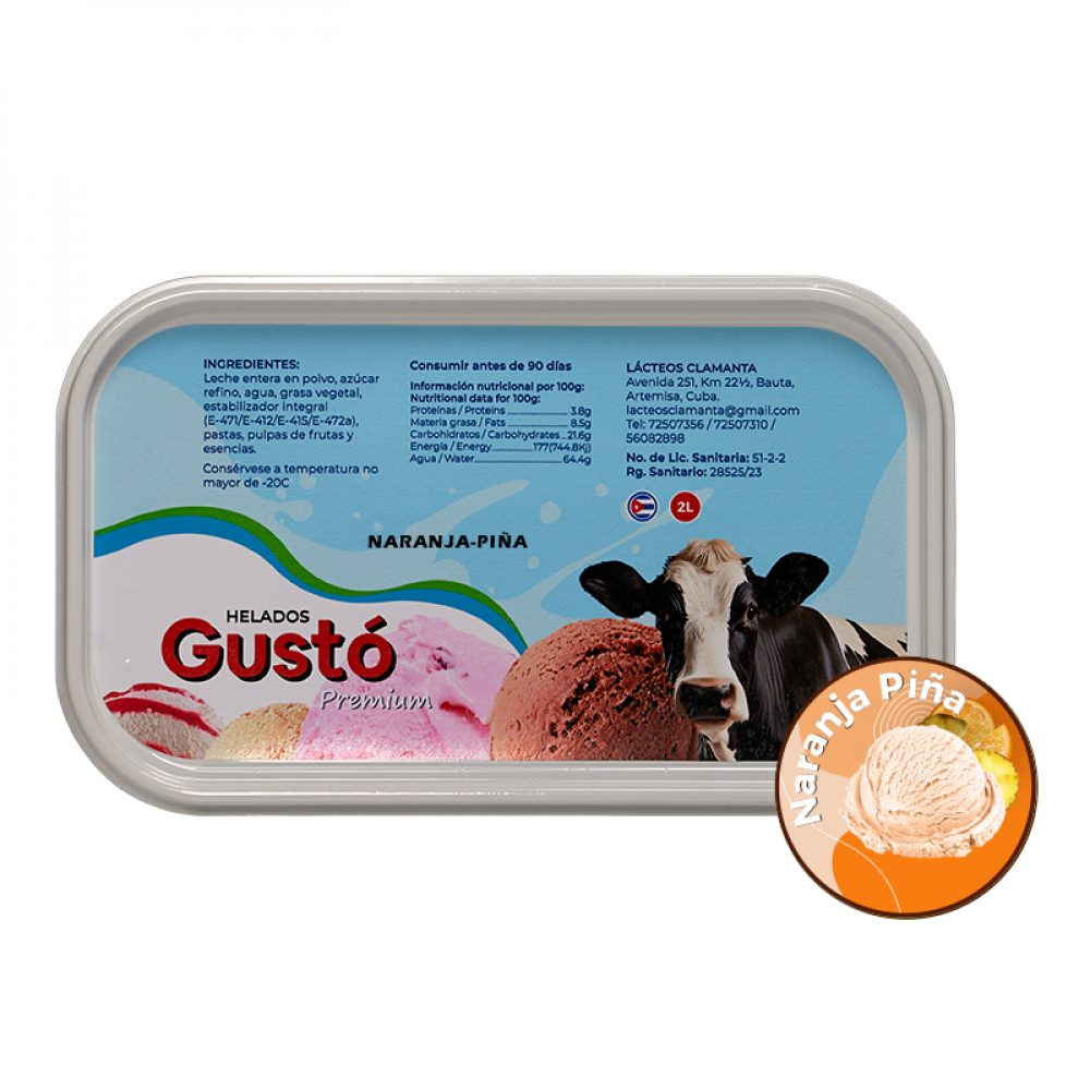 Helado Premium de naranja piña Gustó (2 L) - Miniatura 2