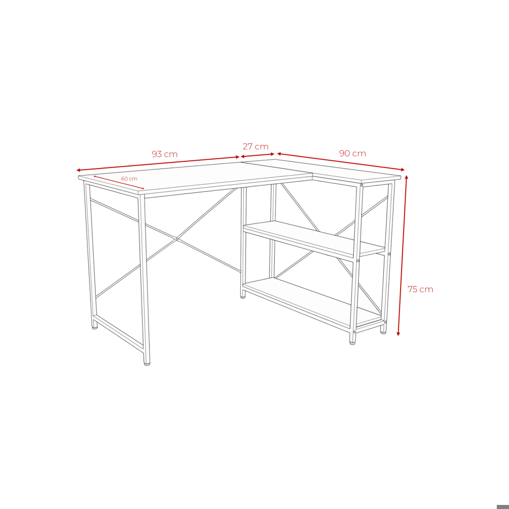 Mesa de escritorio en forma de L con estantería Sail - Miniatura 4