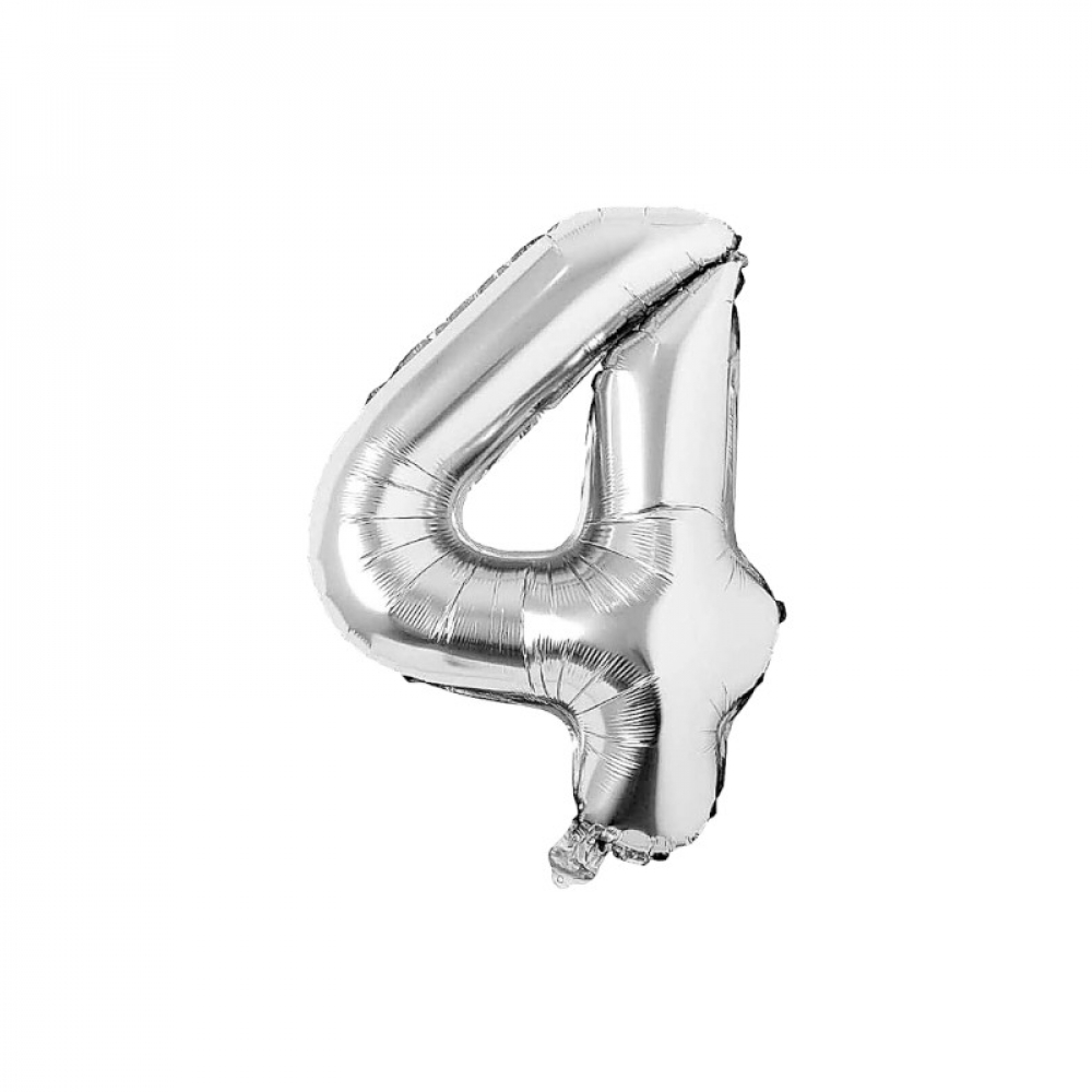 Globo plateado número 4 Balloon (16 pulgadas) - Miniatura 3