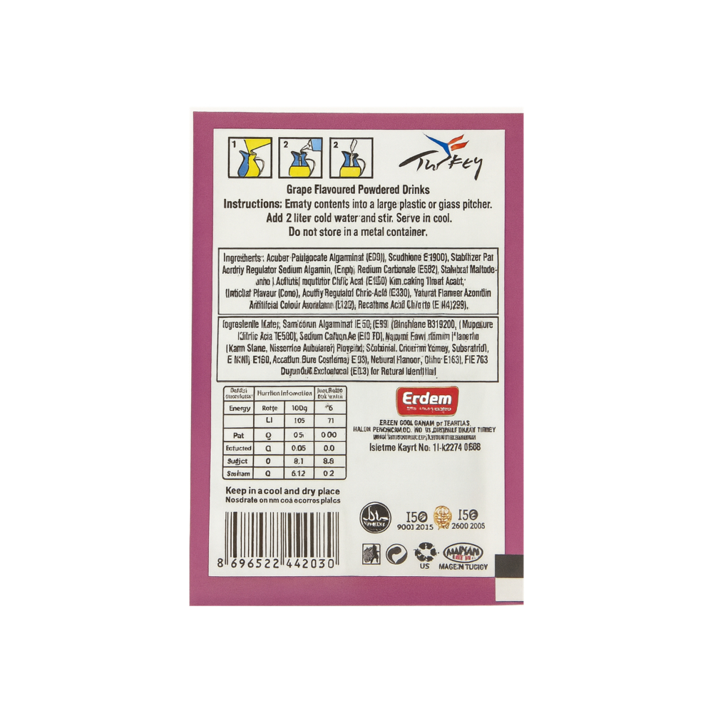 Refresco instantáneo sabor uva Vivi Fresh Erdem (24 x 10 g) - Miniatura 2