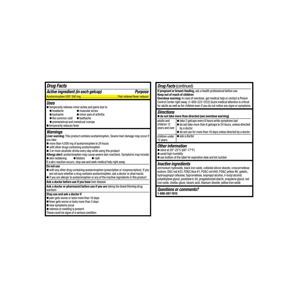 Acetaminofén 500 mg Equate (225 cápsulas de gel) - Miniatura 2