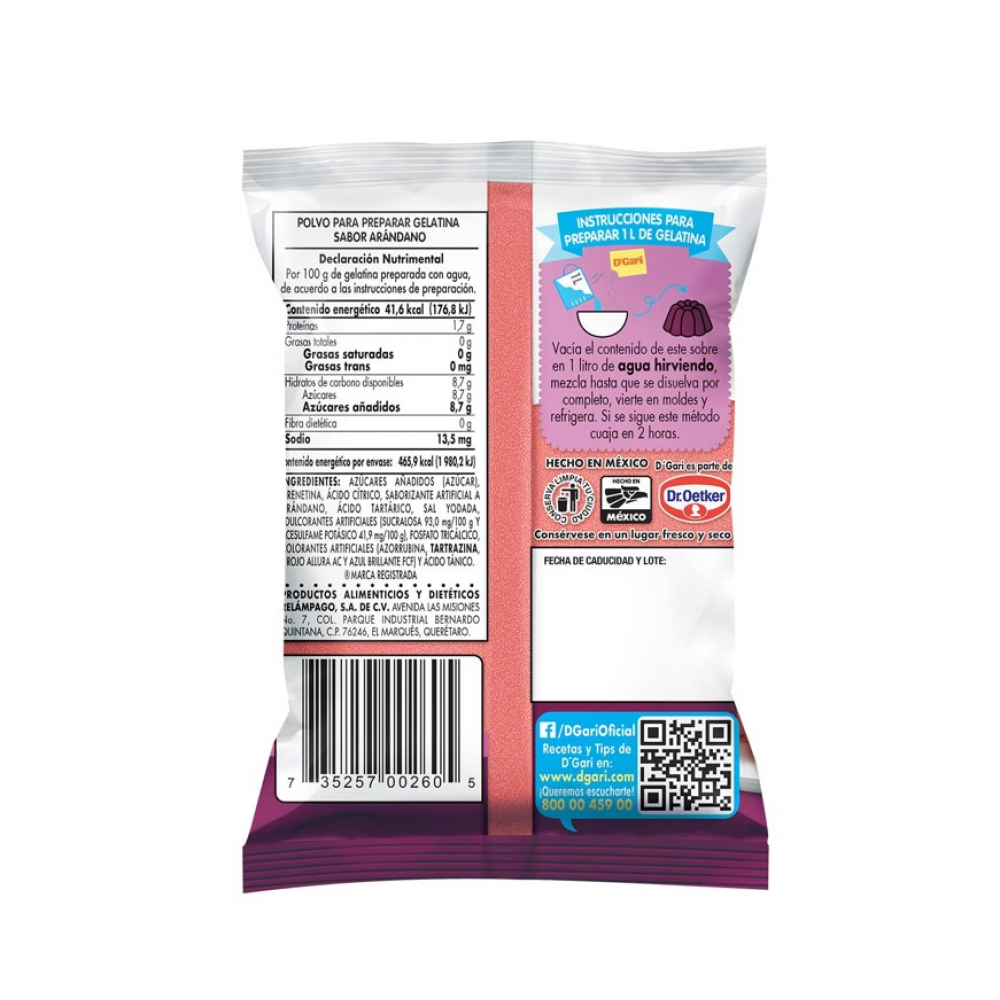 Gelatina sabor Arándano D'Gari (120 g / 4.2 oz) - Miniatura 3