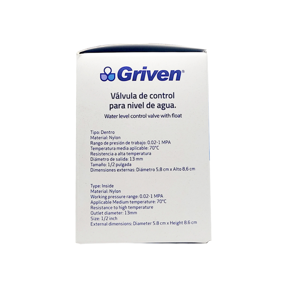Válvula de control para nivel de agua de 1/2" Griven - Miniatura 2