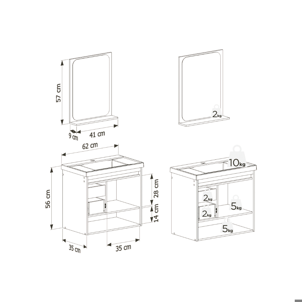 Mueble de baño jequitiba y blanco en madera Verbena Cozimax - Miniatura 4