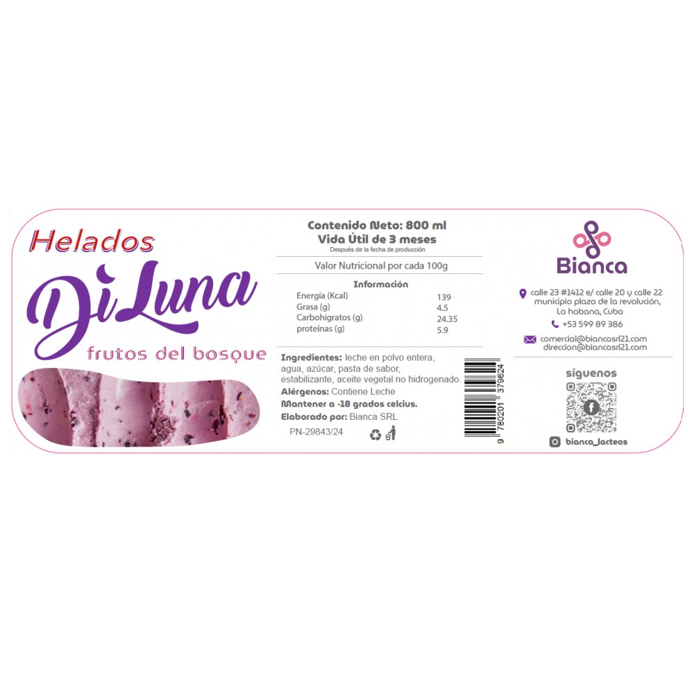 Helado sabor frutos del bosque Diluna (800 ml) - Miniatura 2