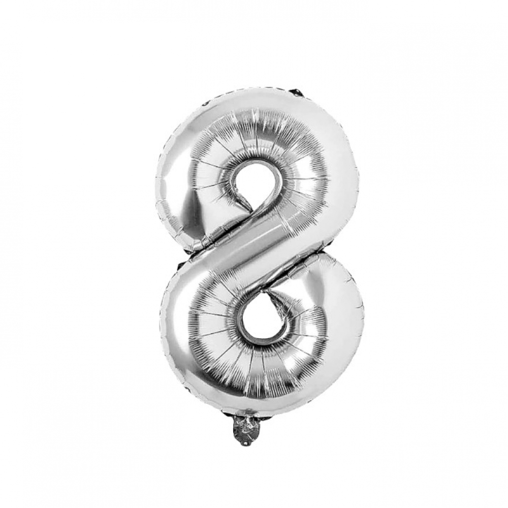 Globo plateado Número 8 -32 pulgadas Ballon - Miniatura 2