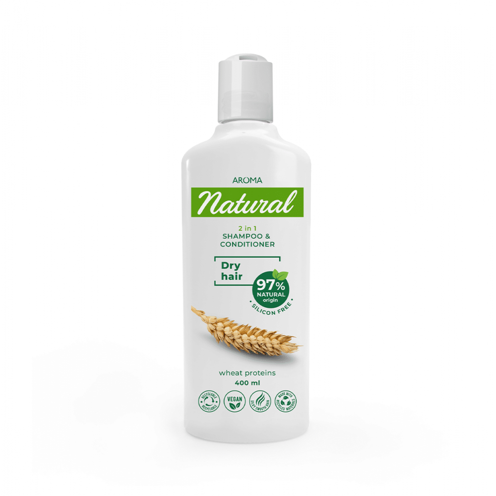 Champú y acondicionador con proteínas de trigo para cabello seco Aroma Natural (400 ml) - Imagen 1