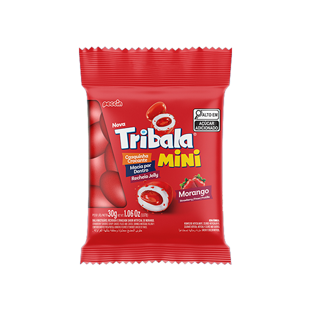 Caramelo masticable relleno y confitado sabor fresa Tribala Mini Peccin (12 x 30 g / 1.06 oz) - Miniatura 2