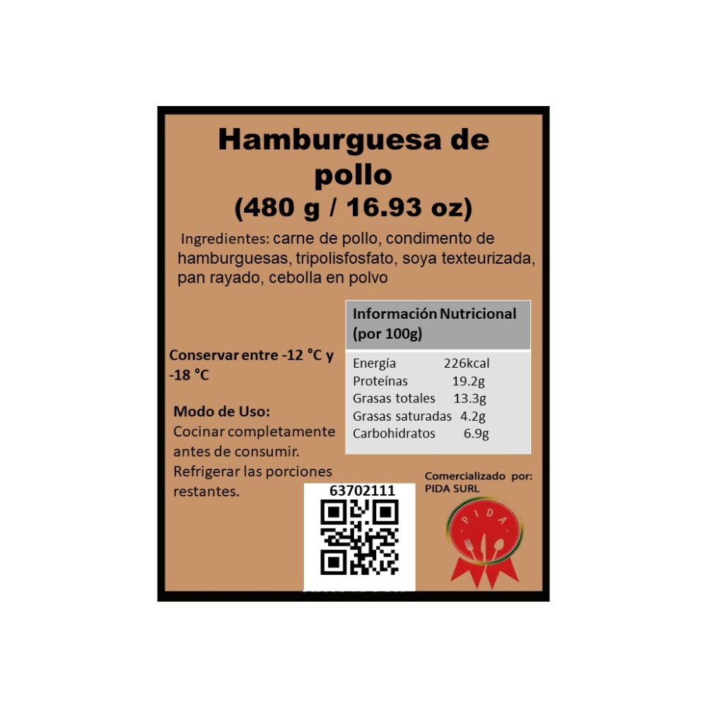 Hamburguesa de pollo Pida (480 g / 16.93 oz) - Miniatura 3