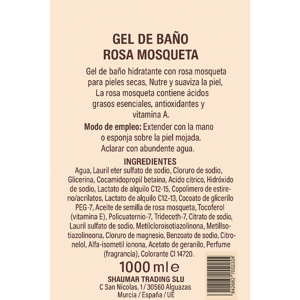 Gel de baño rosa mosqueta Shaumar (1000 ml) - Miniatura 3